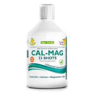 CAL-MAG - Calcio + Magnesio + Zinco + Vitamina D3 + Vitamina C - Prodotto vegano - Flacone da 500 ml