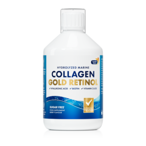 Kolagen  Gold Retinol brez sladkorja - tekoči, hidroliziran tip 1 in 3 z 12.500 mg + retinol + biotin + MSM + hialuronska kislina + cink + selen + silicij + vitamini - 500 ml
