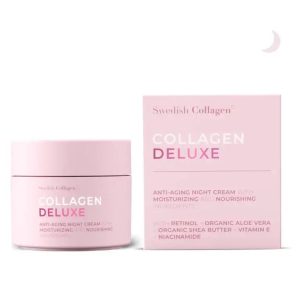 Vlažilna dnevna krema z retinolom, hialuronsko kislino, veganskim kolagenom, vitaminom E, bisabololom, karitejevim maslom, jojobinim oljem, ginsengom, aloe vero, 50 ml – Swedish Skincare
