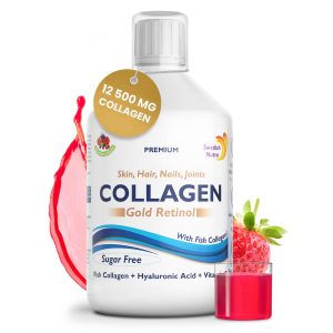 Kolagen  Gold Retinol brez sladkorja - tekoči, hidroliziran tip 1 in 3 z 12.500 mg + retinol + biotin + MSM + hialuronska kislina + cink + selen + silicij + vitamini - 500 ml